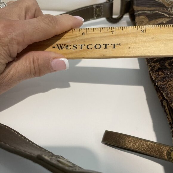 Caribbean Joe Shoulder Handbag Tote Brown Floral Tapestry Faux Leather Trim Boho - Picture 11 of 14